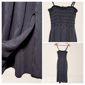 Y2K DEVOTED Smocked Tencel Maxi Slit Minimalist Boho